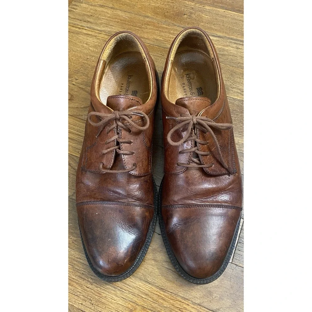 Johnston & Murphy Men's PASSPORT Cap-Toe Oxfords Brown Leather Lace-Ups Sz 11
